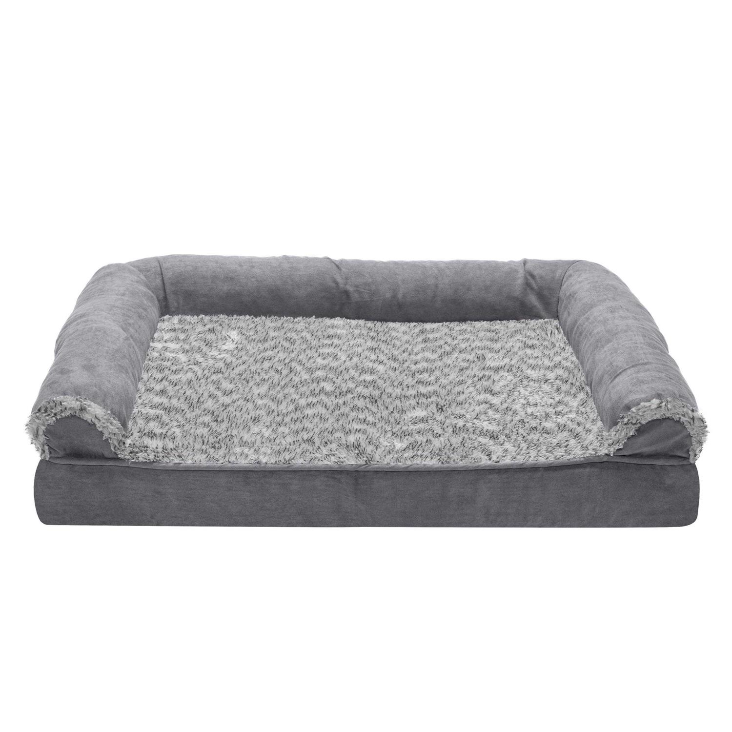 FurHaven Two-Tone Faux Fur Suede Orthopedic Sofa Dog Bed - Nail Gallerys