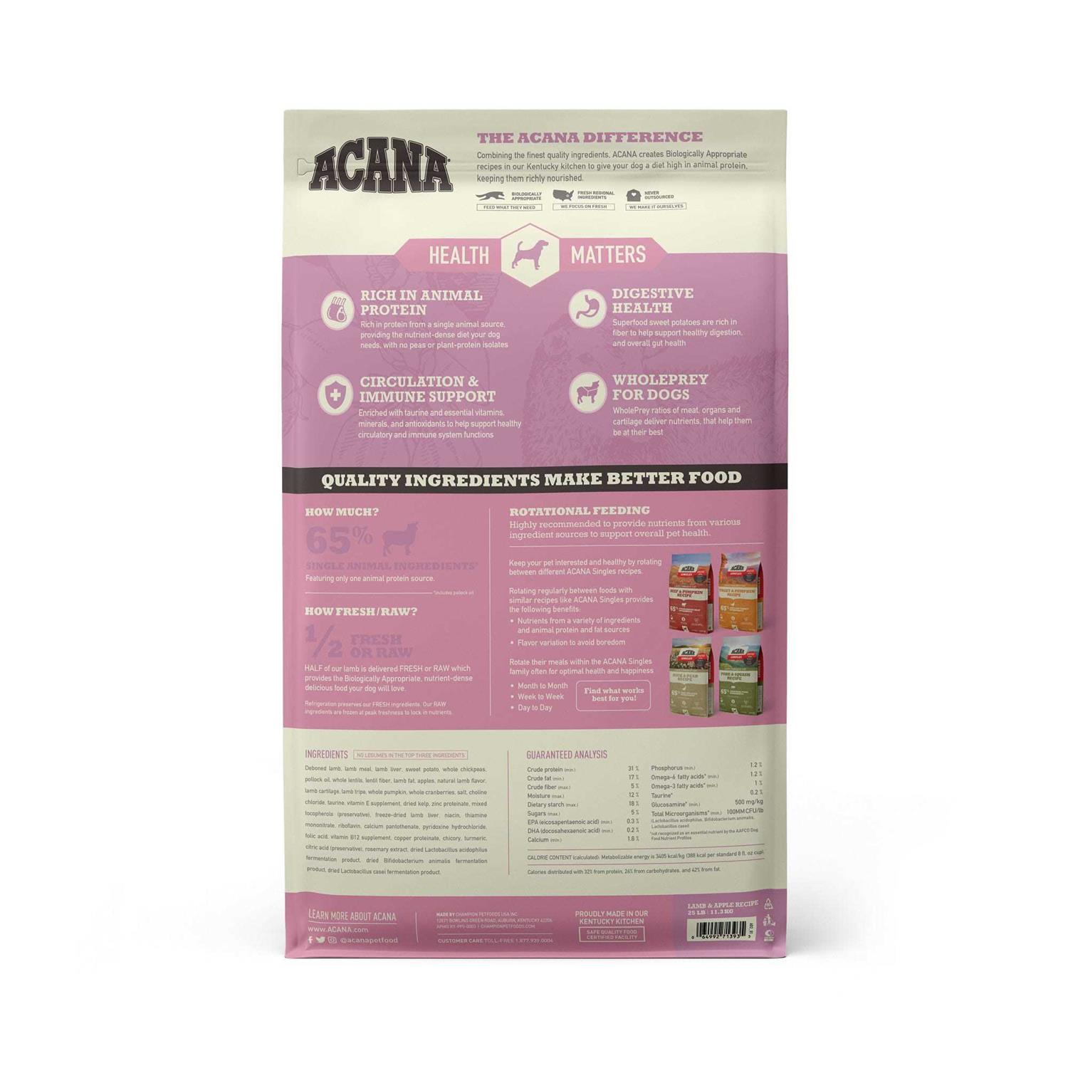 ACANA Singles Limited Ingredient Diet Lamb & Apple Recipe Grain-Free Dry Dog Food, 22.5-lb bag - Nail Gallerys