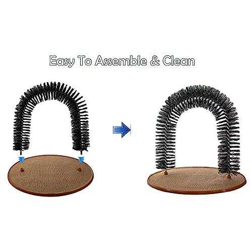 Perfect Cat Grooming Arch with Bag of Catnip Self Scratcher And Massager Brushing Post Reduces Shedding & Hair Balls - Nail Gallerys