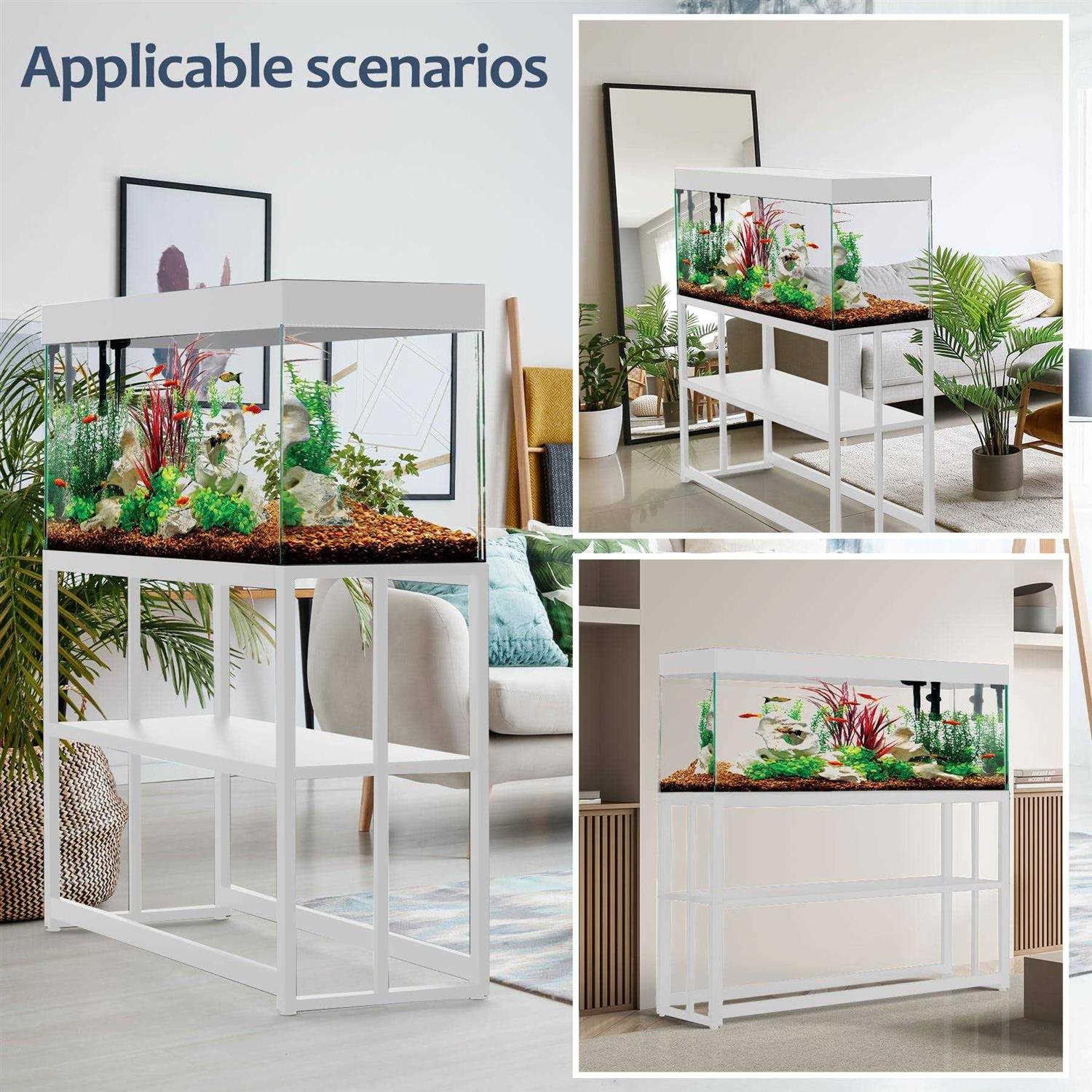 Fizgot White Fish Tank Stand Metal Aquarium Stand,55-75 Gallon Aquarium Turtle Tank, 48.4 x 14.8 x 29.1Inch, Reptile Terrariums and Breeder Tank - Nail Gallerys