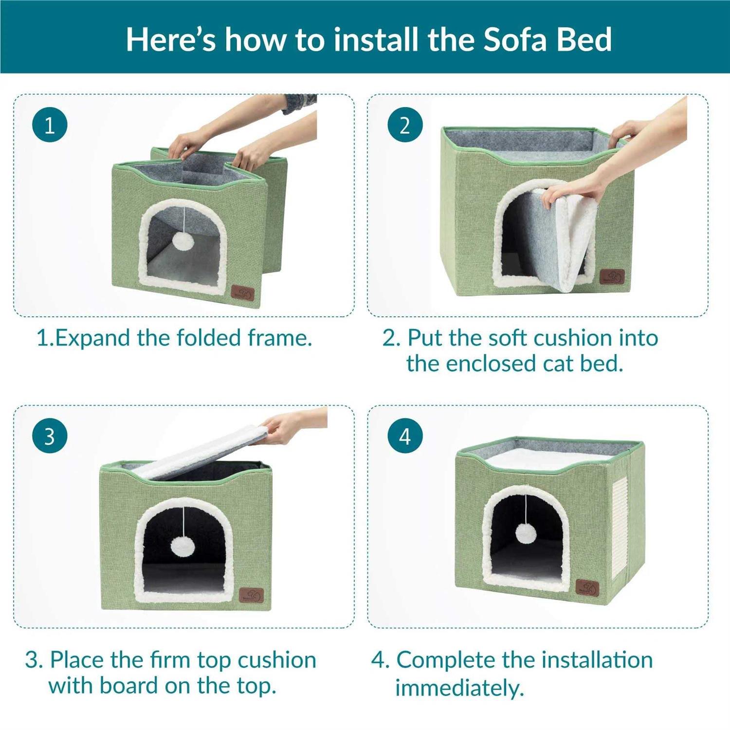 Bedsure Cat Beds for Indoor Cats Large Cat Cave for Pet Cat House with Fluffy Ball Hanging and Scratch Pad - Nail Gallerys