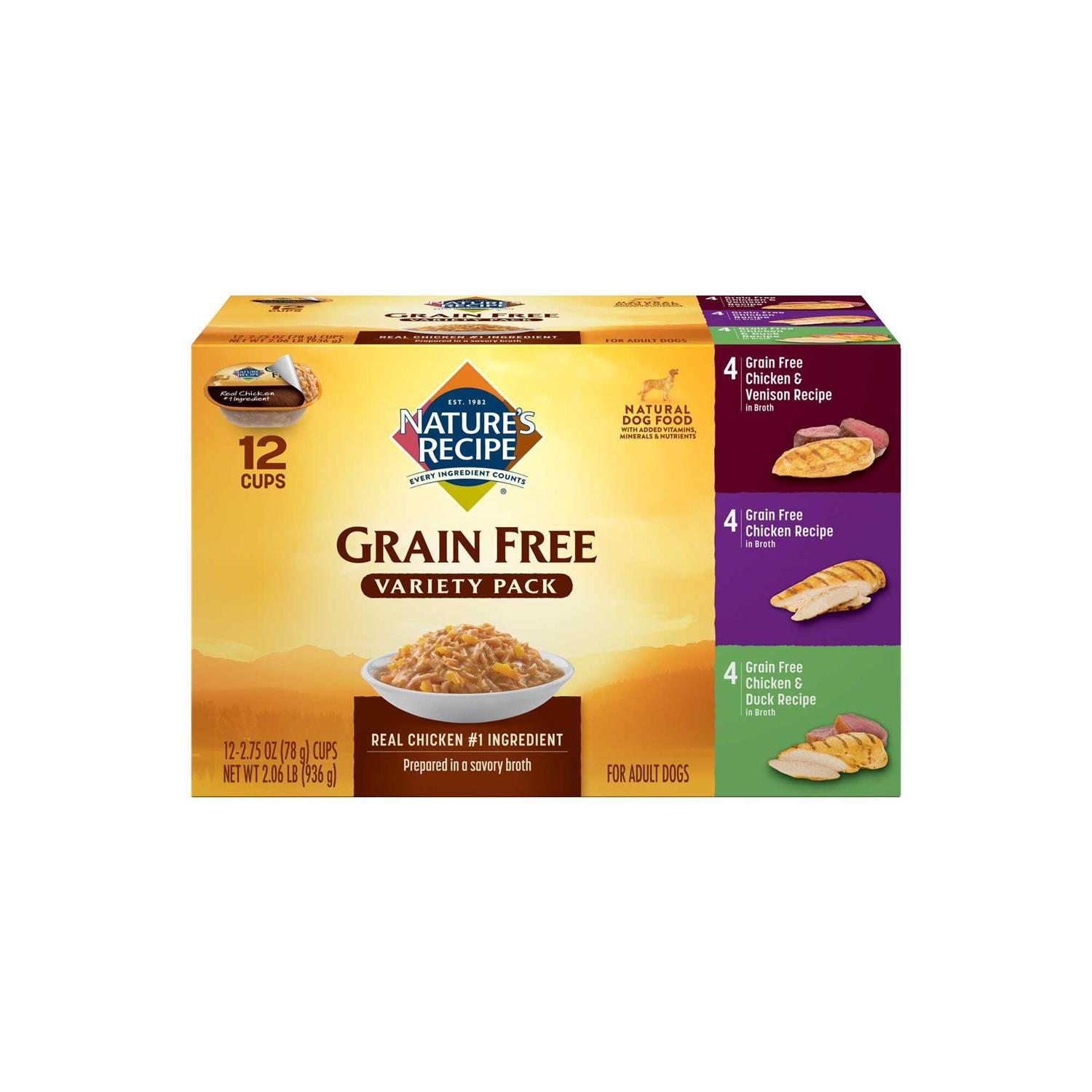 Nature’s Recipe Grain Free Chicken Variety Pack Wet Dog Food, 2.75 Ounces (Pack of 12), Size: 33 Ounces - Nail Gallerys