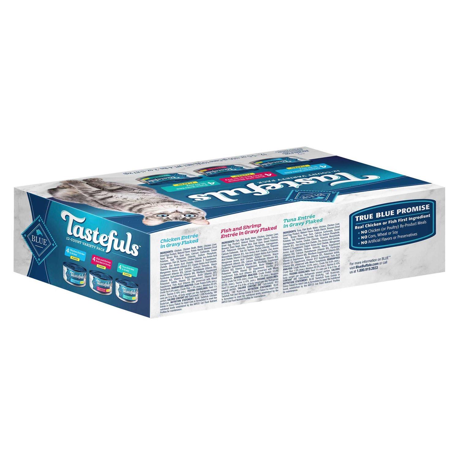 Blue Buffalo Tastefuls Tuna, Chicken and Fish/Shrimp Flaked Variety Pack Wet Cat Food - Nail Gallerys