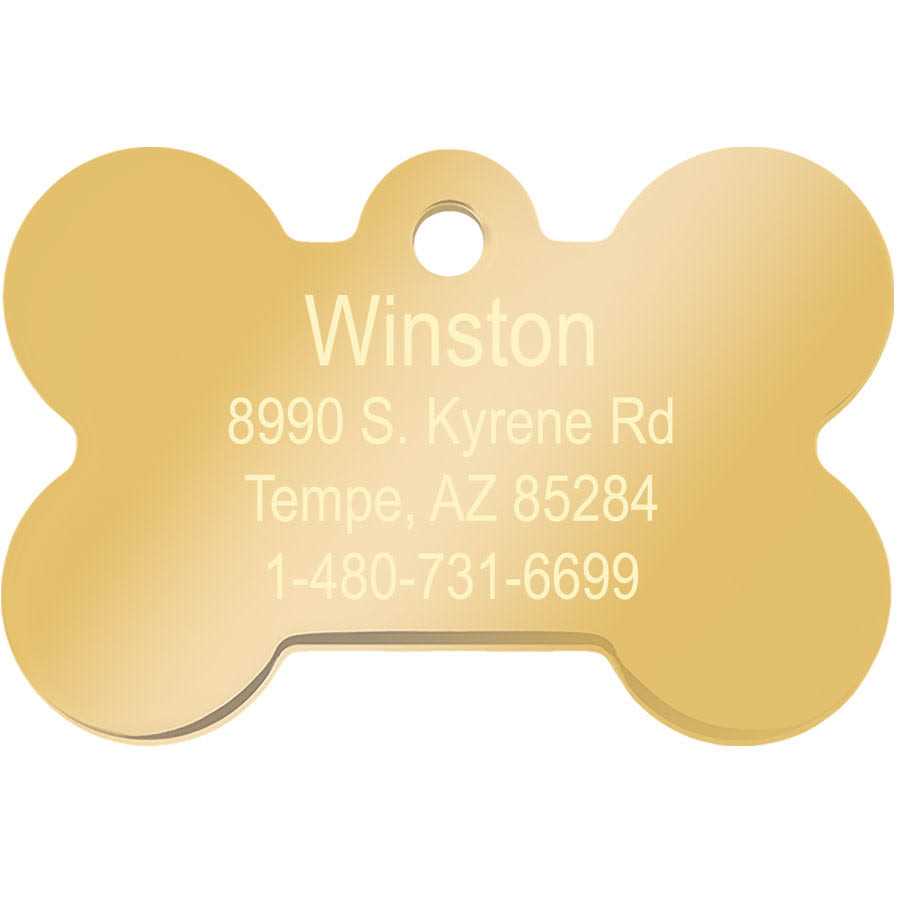 Quick-Tag Small Bone Shape Pet ID Tag with Gold Detail - Nail Gallerys
