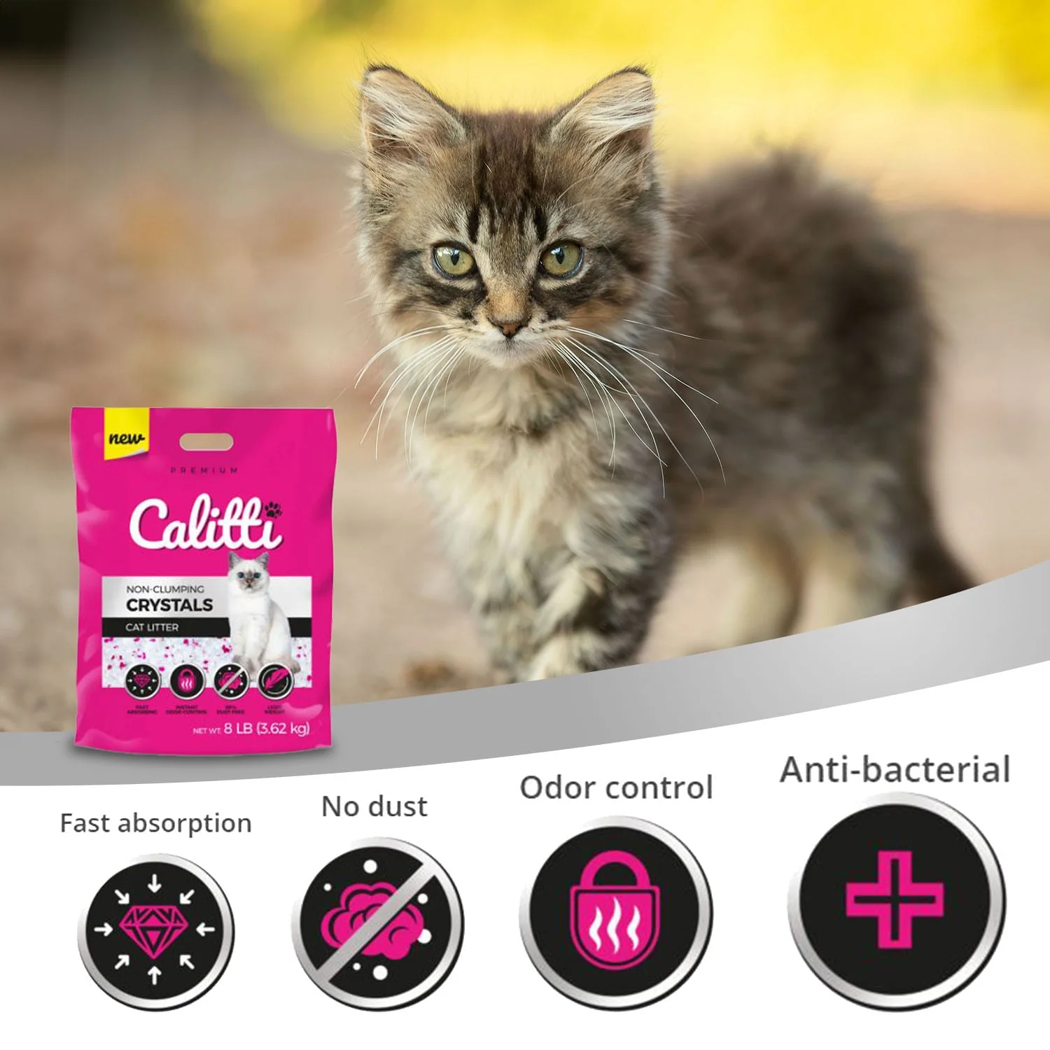 Calitti Non-Clumping Cat Litter Crystals with Silica Gel, 8 lbs - Nail Gallerys