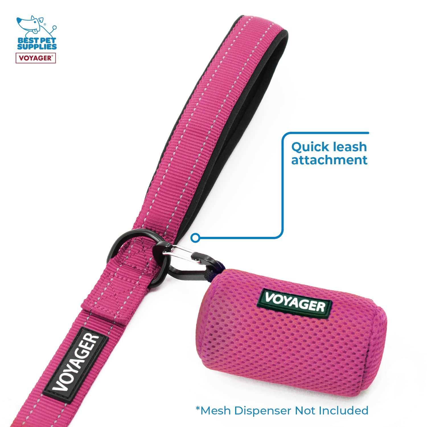 Voyager Reflective Dog Leash with Neoprene Handle, 5ft Long, Supports Small, Medium, and Large Breed Puppies, Cute and Heavy Duty for Walking - Nail Gallerys