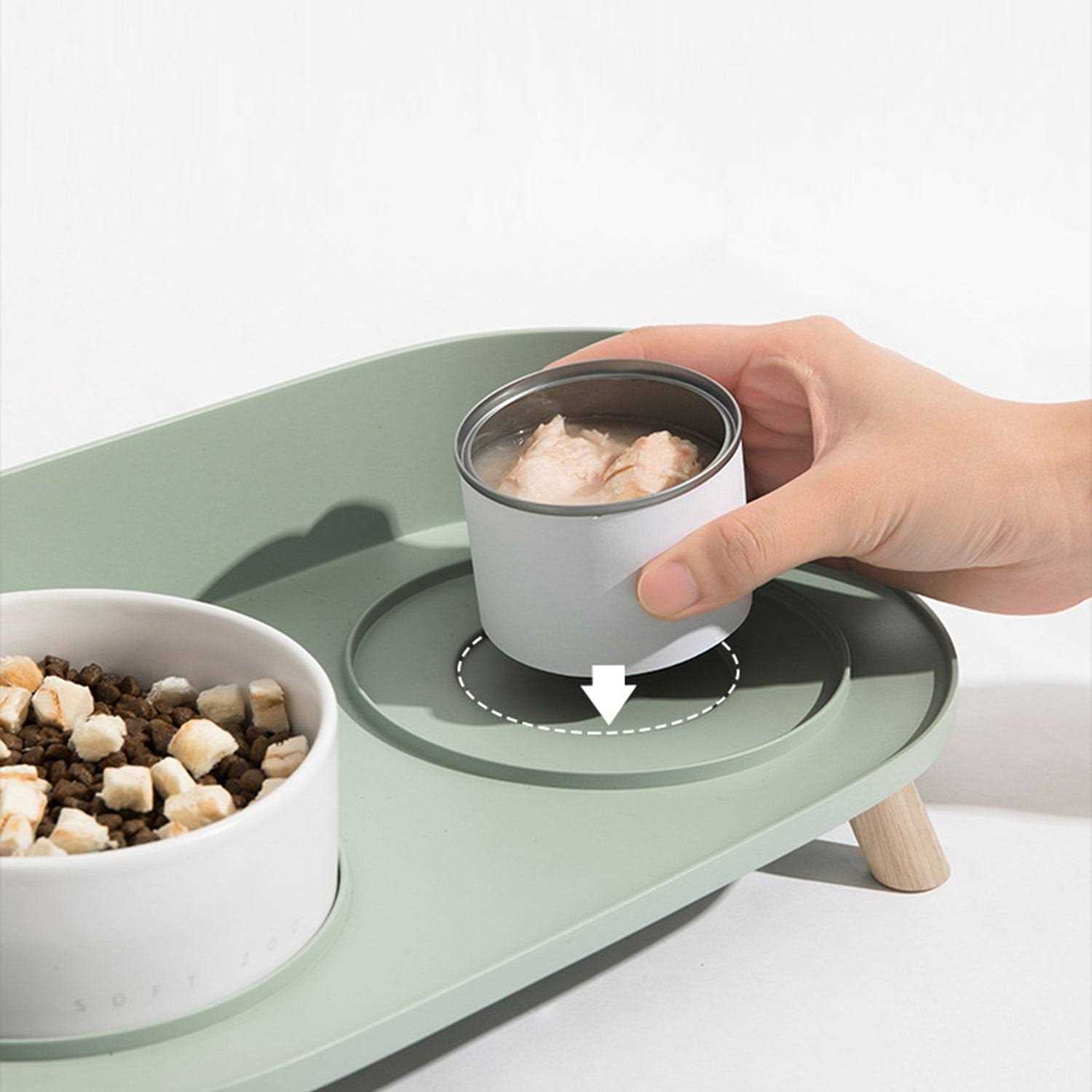 HANAMYA Double Bowl Ceramic Bowl Feeder Set - Nail Gallerys