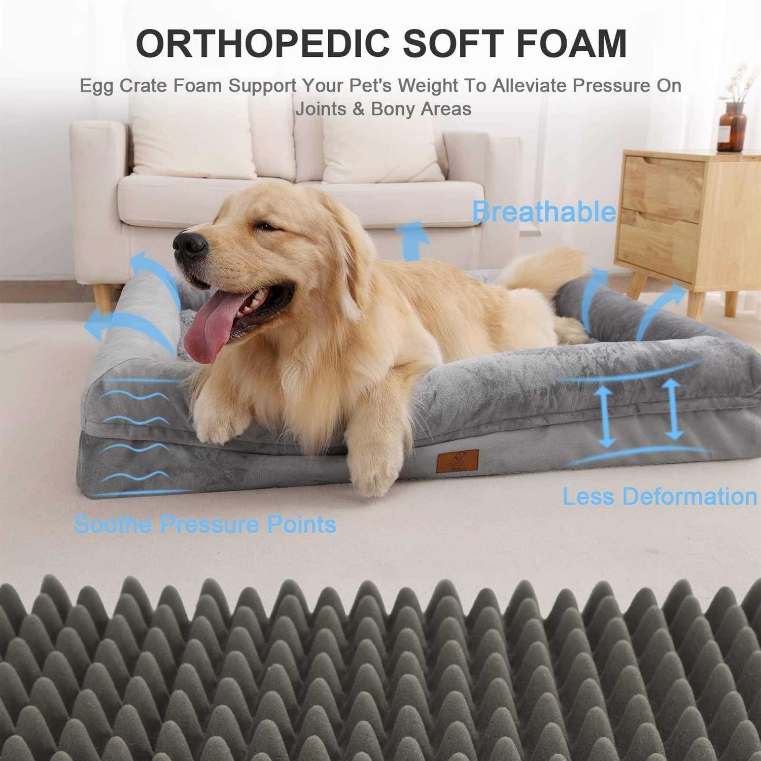 Yiruka Dog Bed Orthopedic Washable Dog Bed with Removable Cover - Nail Gallerys