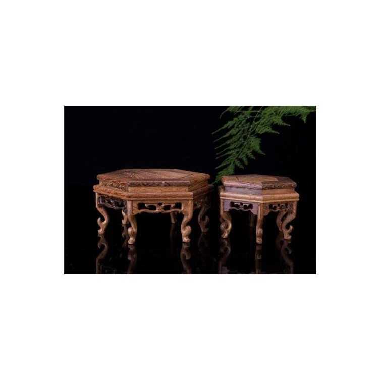 Beautiful Hand Craft Hexagon Rosewood Oriental Fishbowl Vase Stand - Nail Gallerys