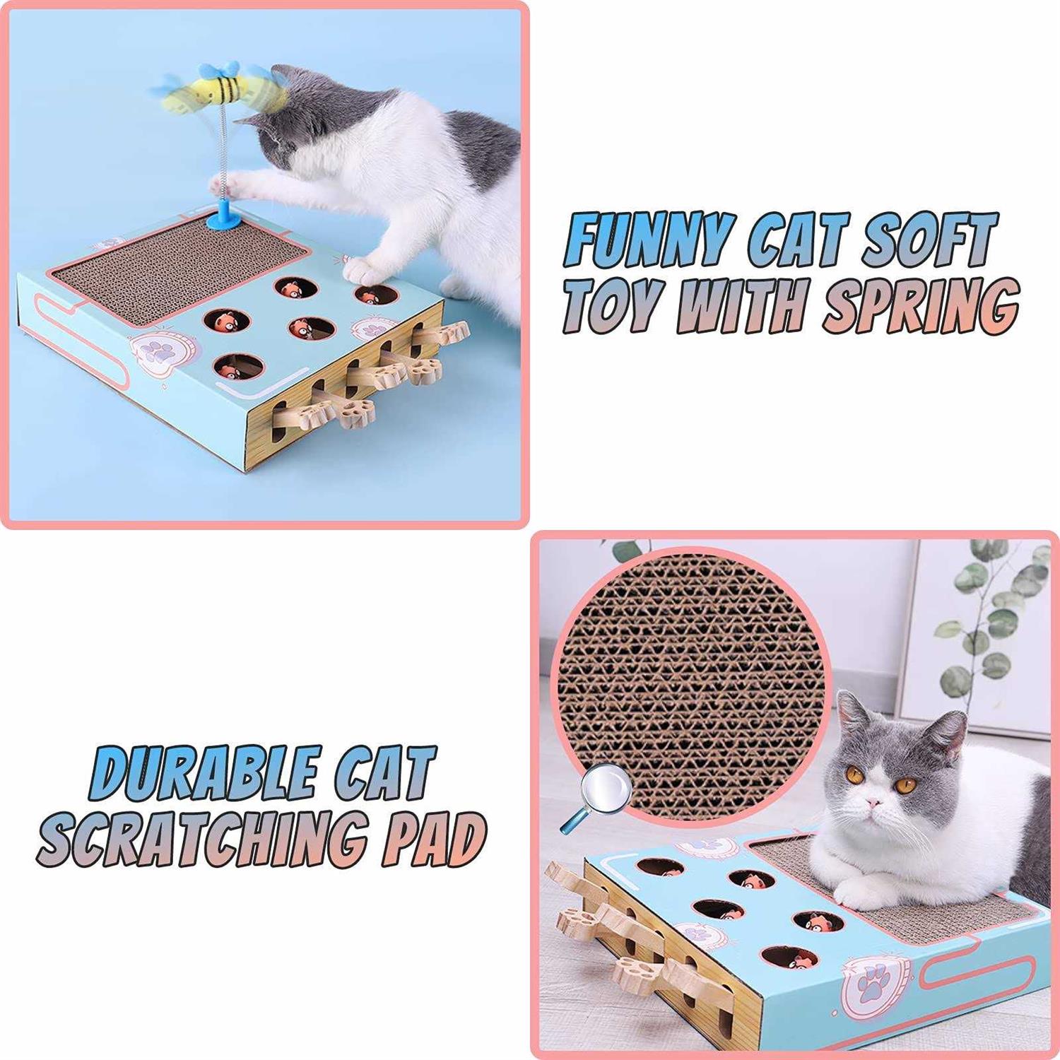 Tookincmo cat Enrichment Toys for Indoor Cats Whack a mole cat Toy with cat Scratching pad - Nail Gallerys