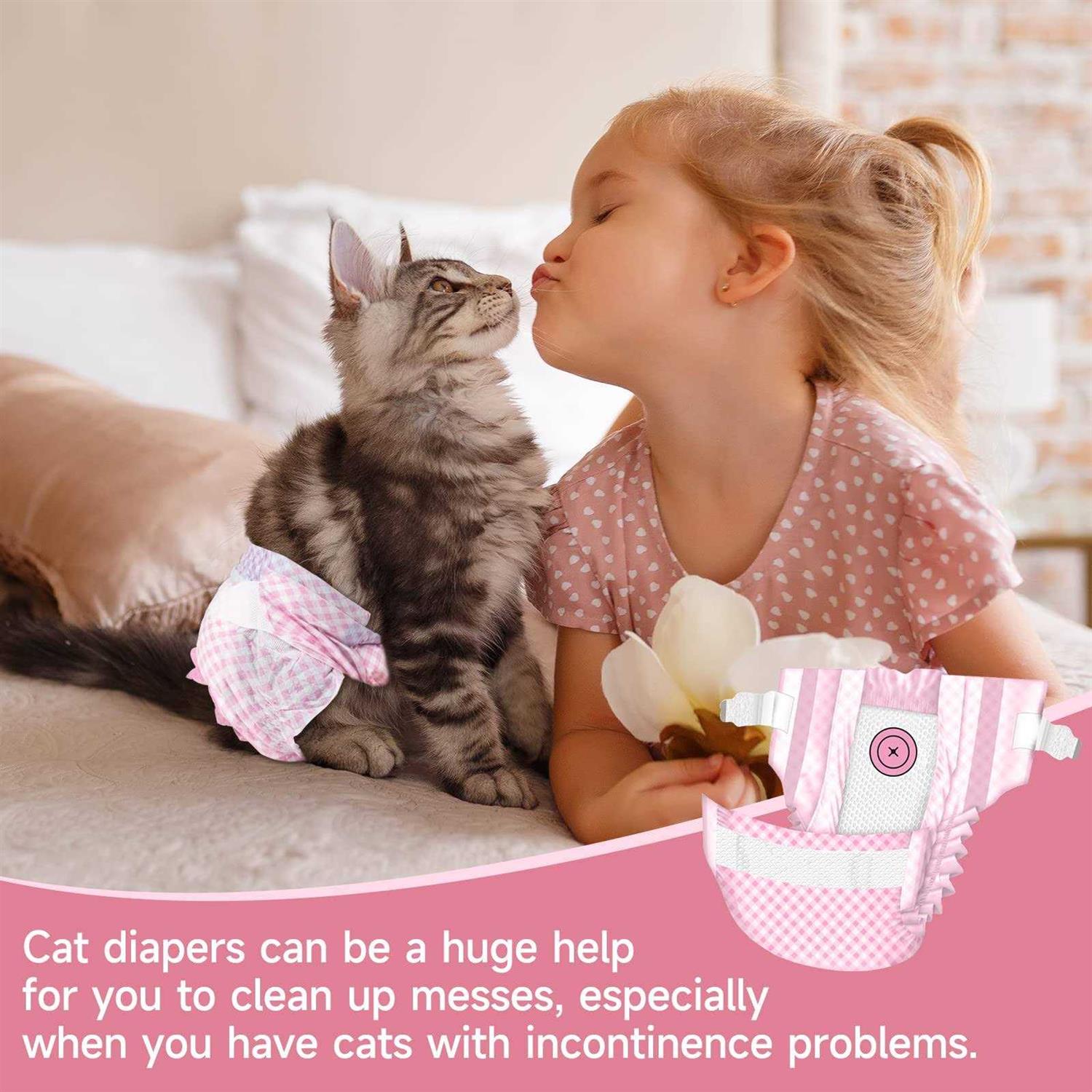 Pet Soft Disposable cat Diapers Diapers for Female Male cats Puppy Doggie Diapers for Female Dogs with Adjustable Foam Tail Hole - Nail Gallerys