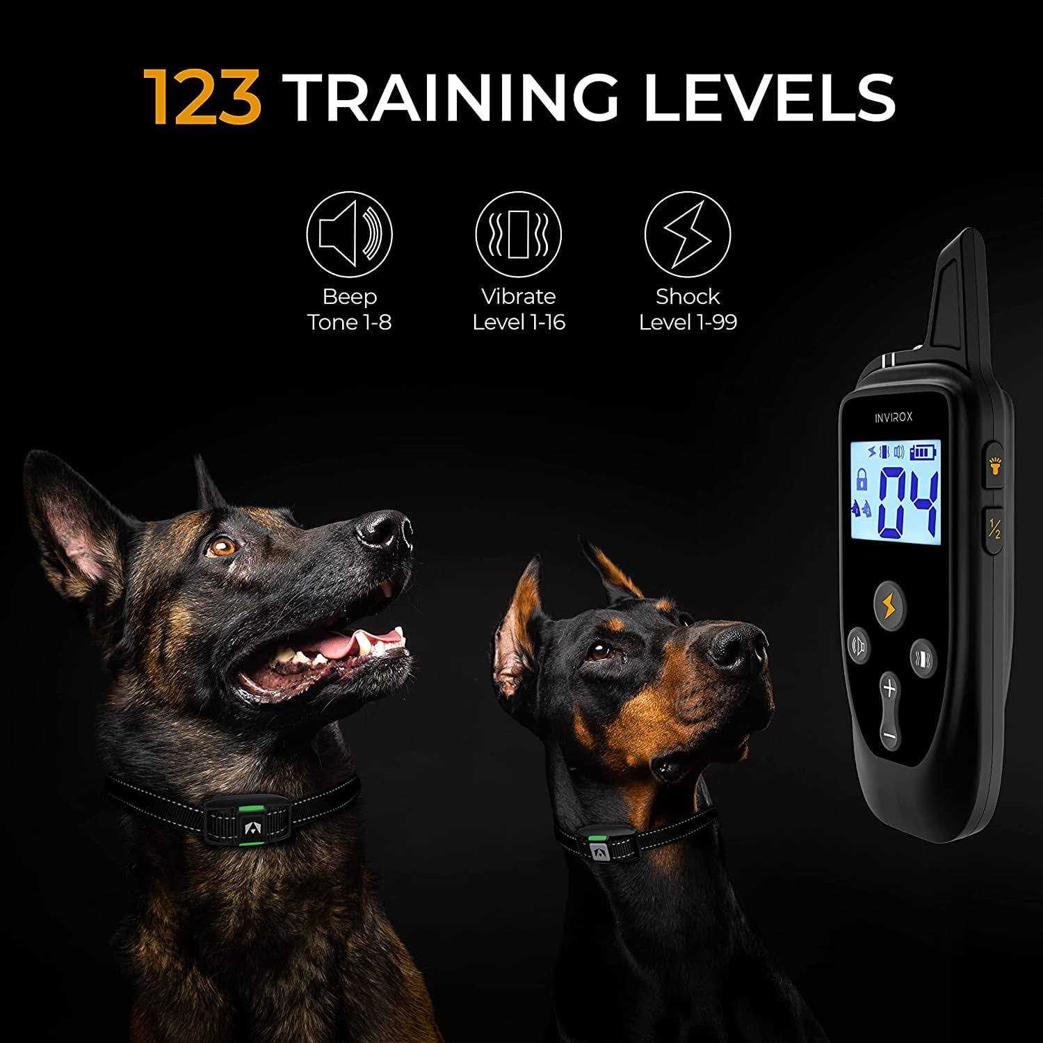 INVIROX X2 Dog Shock Collar For Large Dogs 123 Levels Dog Training Collar 1100Yards Range - Nail Gallerys