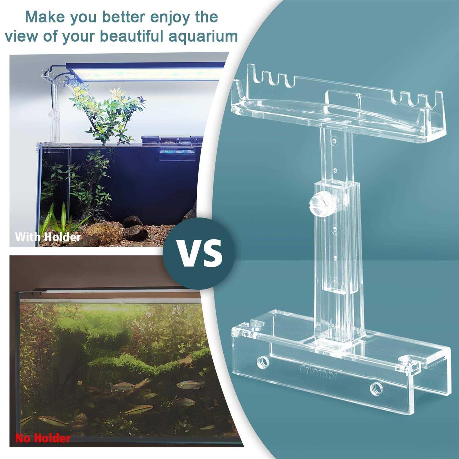 Aquarium Light Holder Adjustable Clear Acrylic Fish Tank LED Light Riser Stand Aquarium Lamp Brackets Kit 2pcs Transparent Support for Width 2.34 - Nail Gallerys