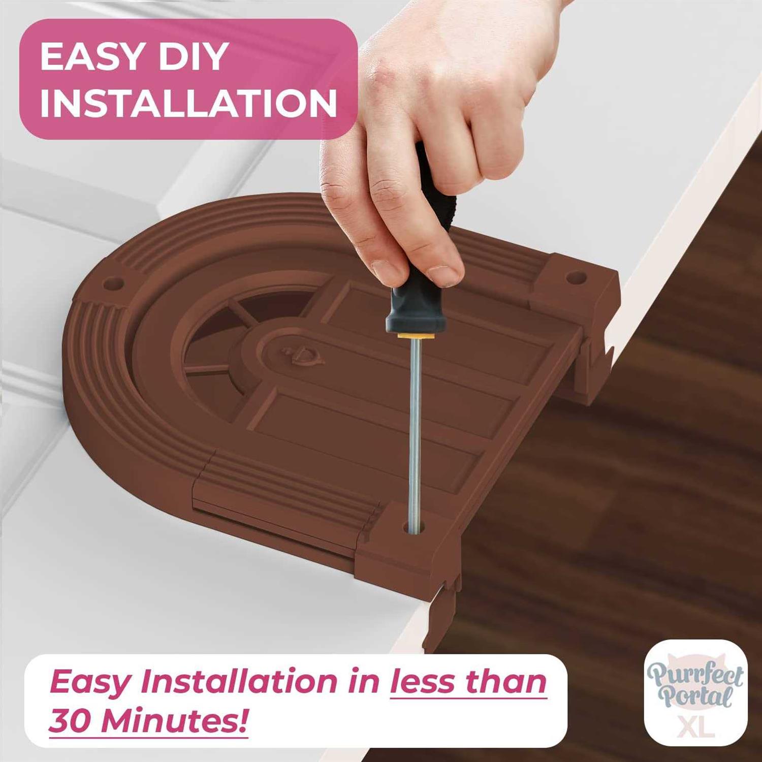 Purrfect Portal Cat Door Interior Door Meow Manor Extra Large Pet Door 10.25 x 11 No-Flap Cat Door Interior Door for Cats up to 30 lbs - Nail Gallerys