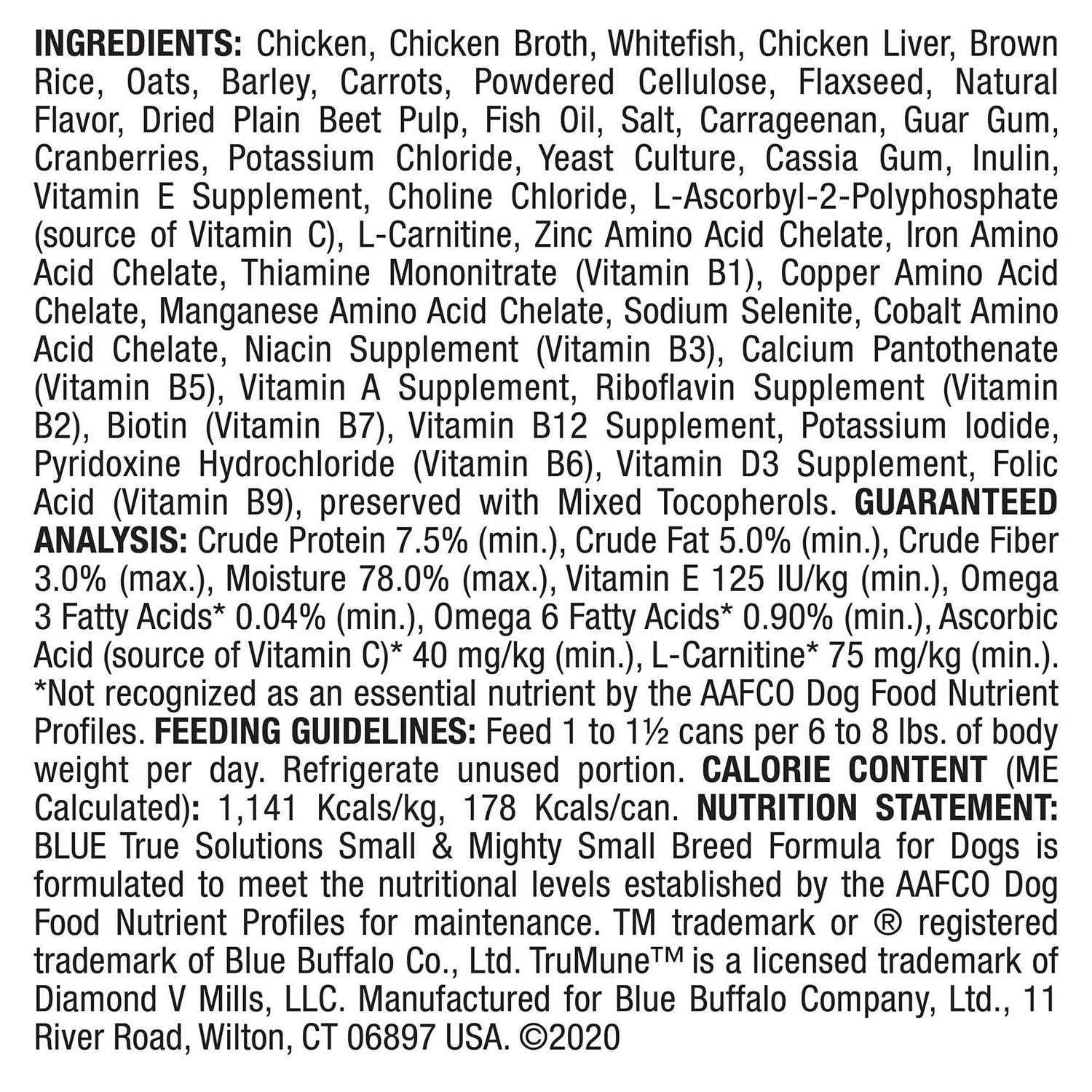 Blue Buffalo True Solutions Small & Mighty Natural Small Breed Adult Wet Dog Food - Nail Gallerys