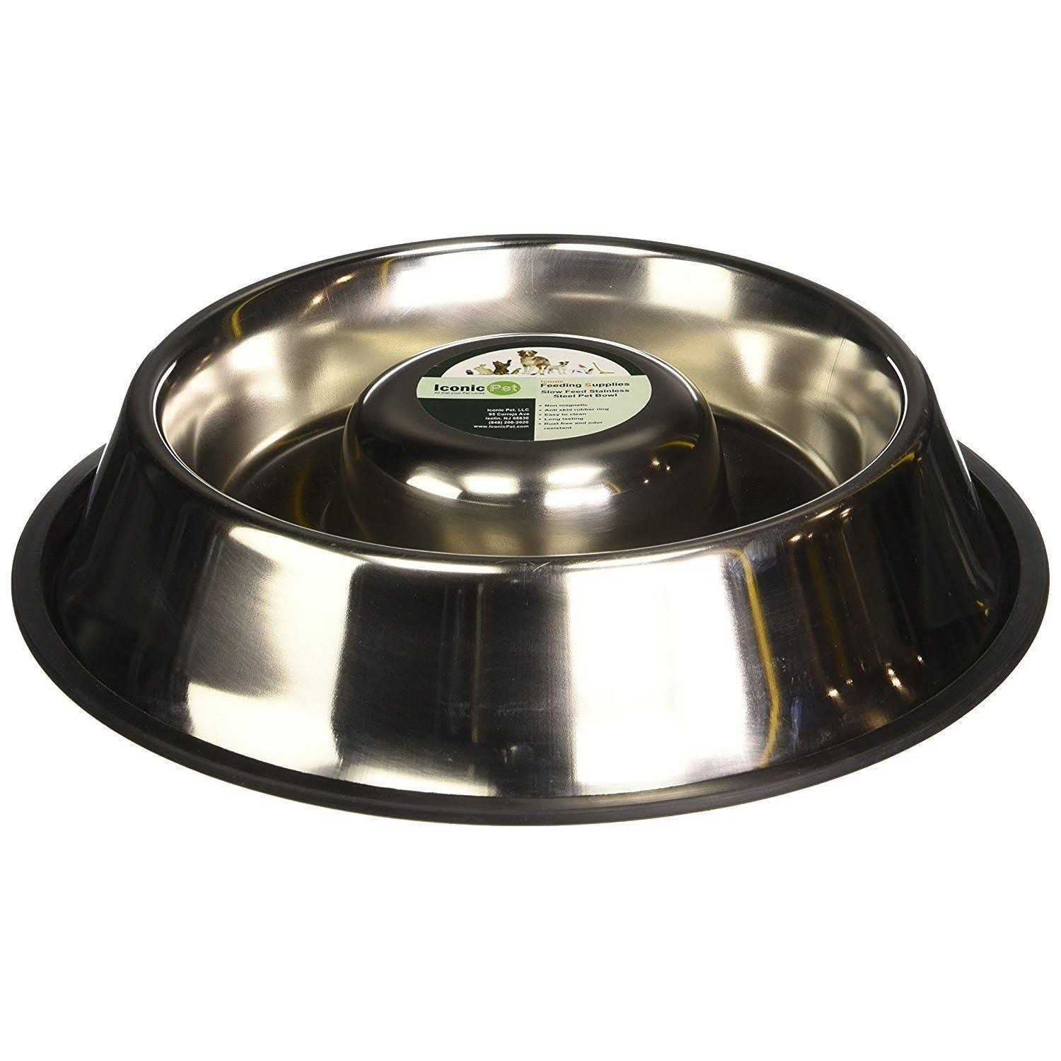 Iconic Pet Slow Feed Stainless Steel Pet Bowl - Nail Gallerys