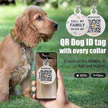 Bronzedog Rolled Leather Dog Collar with QR ID Dog Tag Round Personalized Collars for Small Medium Large Dogs Puppy Cat - Nail Gallerys