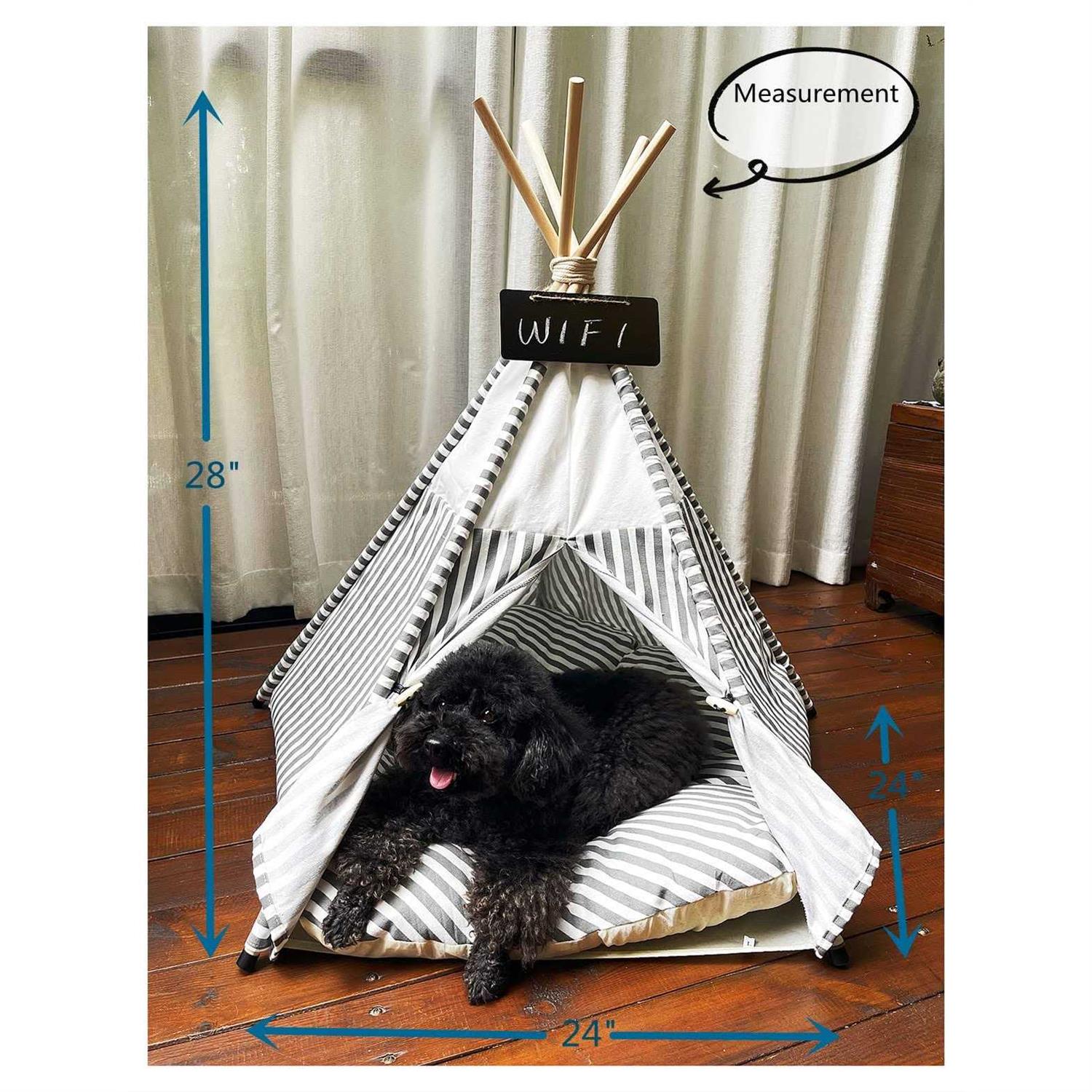 MOWMOWMOW Pet Teepee Tent for Dog House Teepee Tent House with Thick Cushion Washiable Dog Tent 28 Tall Cat House Dog Teepee - Nail Gallerys