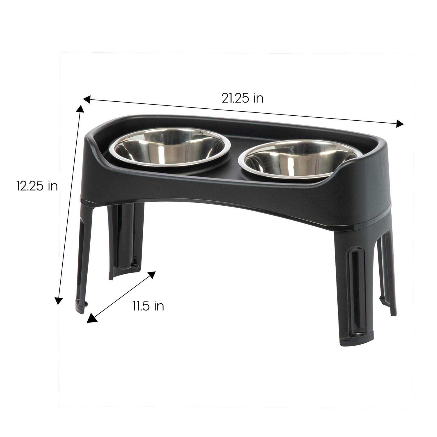 Iris USA 12 inch Elevated Dog Bowls with Two 2 Qt Stainless Steel Bowls and Removable Legs - Nail Gallerys
