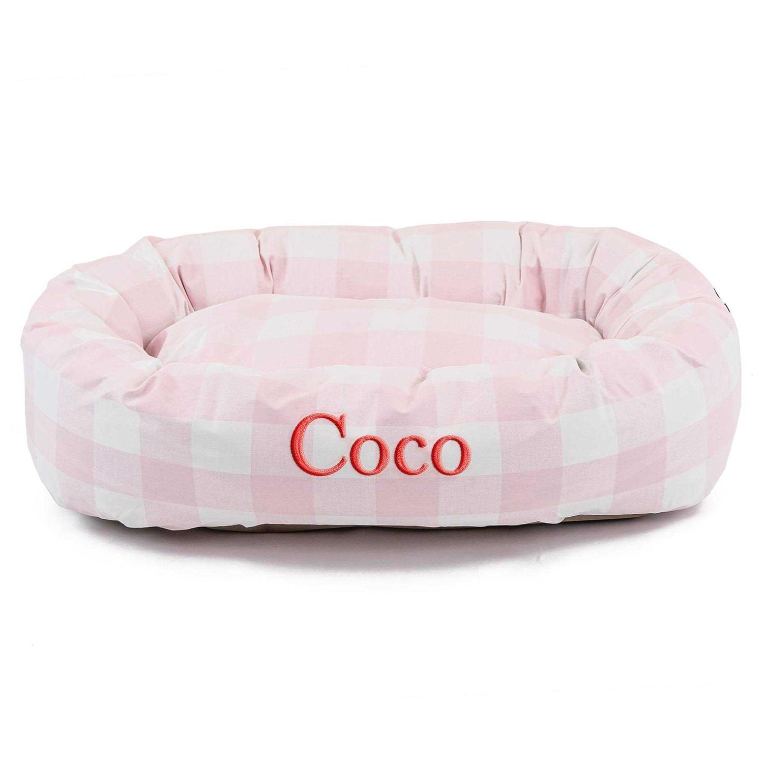 Majestic Pet Personalized Checkered Bagel Cat and Dog Bed - Nail Gallerys