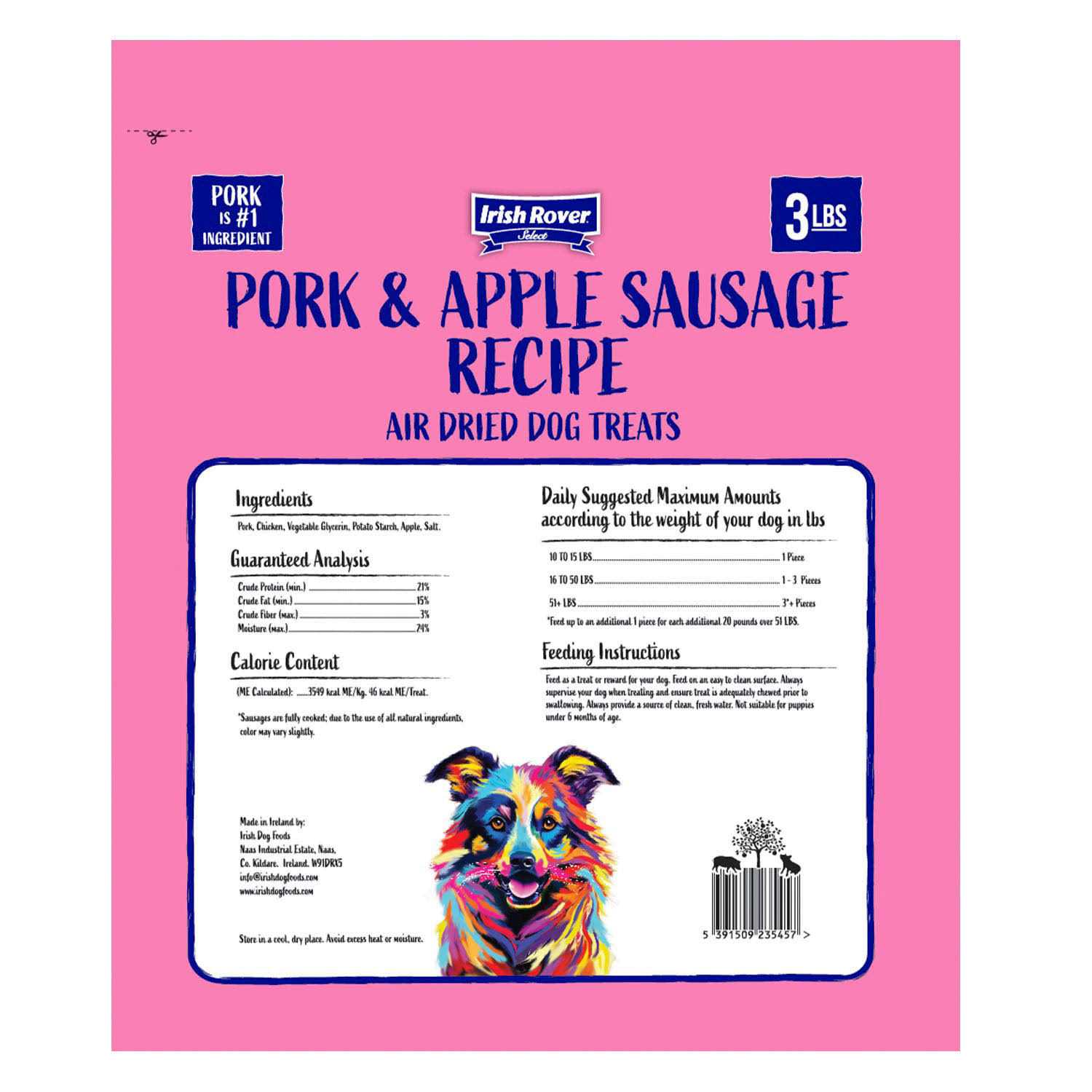 Irish Rover Pork and Apple Sausage Air Dried Dog Treats - Nail Gallerys