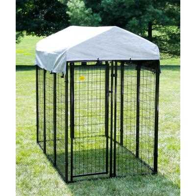 KennelMaster Vinyl Coated Welded Wire Boxed Dog Kennel, Black, 6-ft x 4-ft x 6-ft - Nail Gallerys