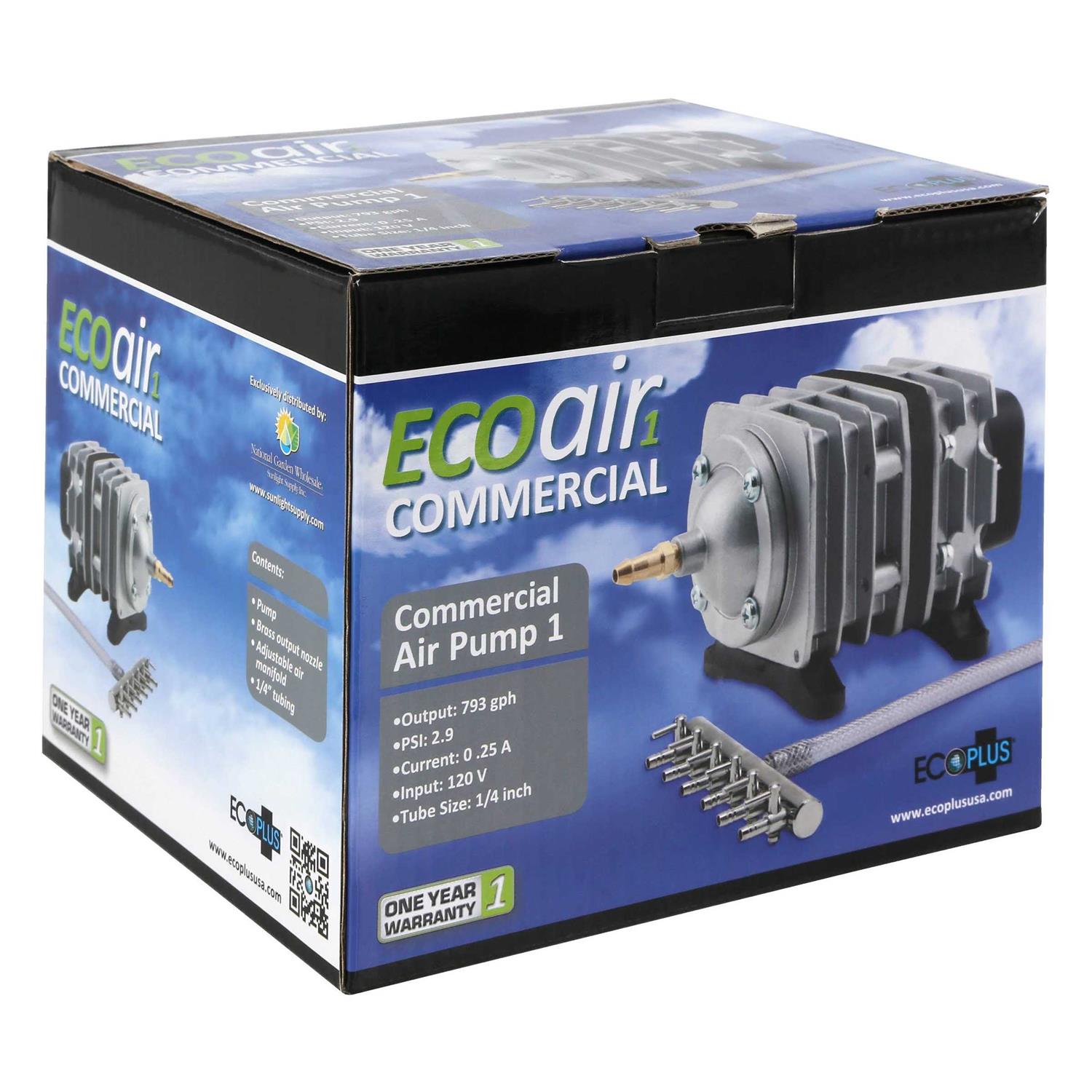 EcoPlus Commercial Air 1 Pump 18 Watt Single Outlet 793 GPH - Nail Gallerys