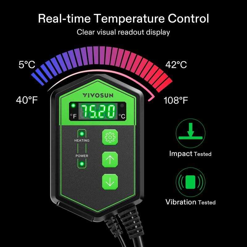 VIVOSUN Digital Heat Mat Thermostat Temperature Controller 40-108 oF 1000W for Reptiles - Nail Gallerys