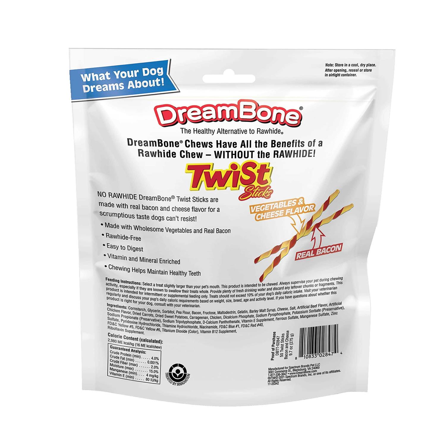 Dreambone Twist Sticks Bacon & Cheese Chews Dog Treats - Nail Gallerys