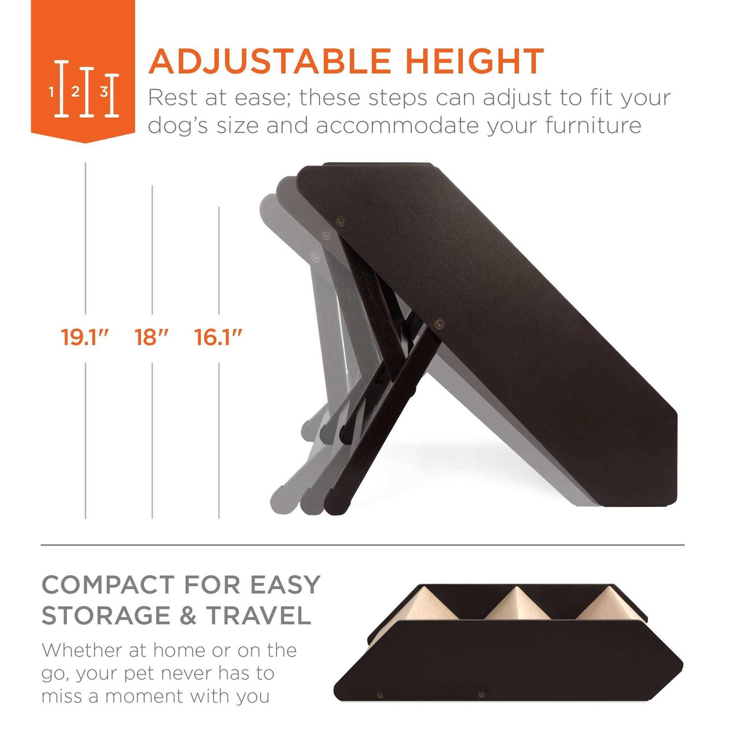 Best Choice Products Foldable Adjustable Wide Wooden Carpeted Pet Stairs for Injured - Nail Gallerys