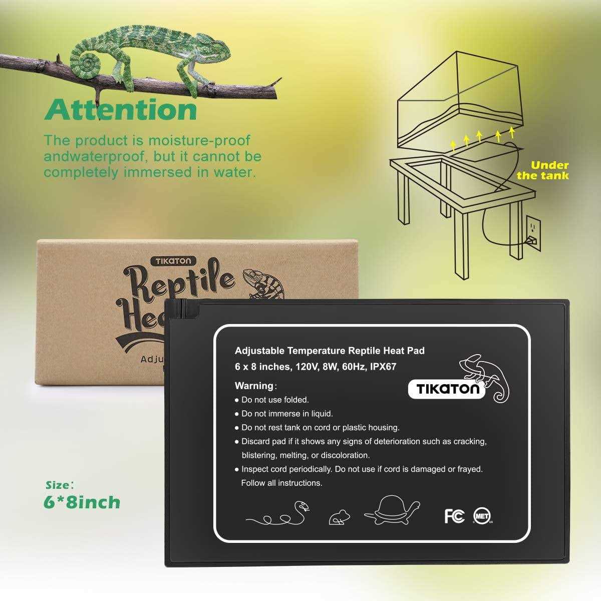 Tikaton Reptile Heat Pad Adjustable Temperature Under Tank Heater for 10-20gal/30-40gal Tank - Nail Gallerys