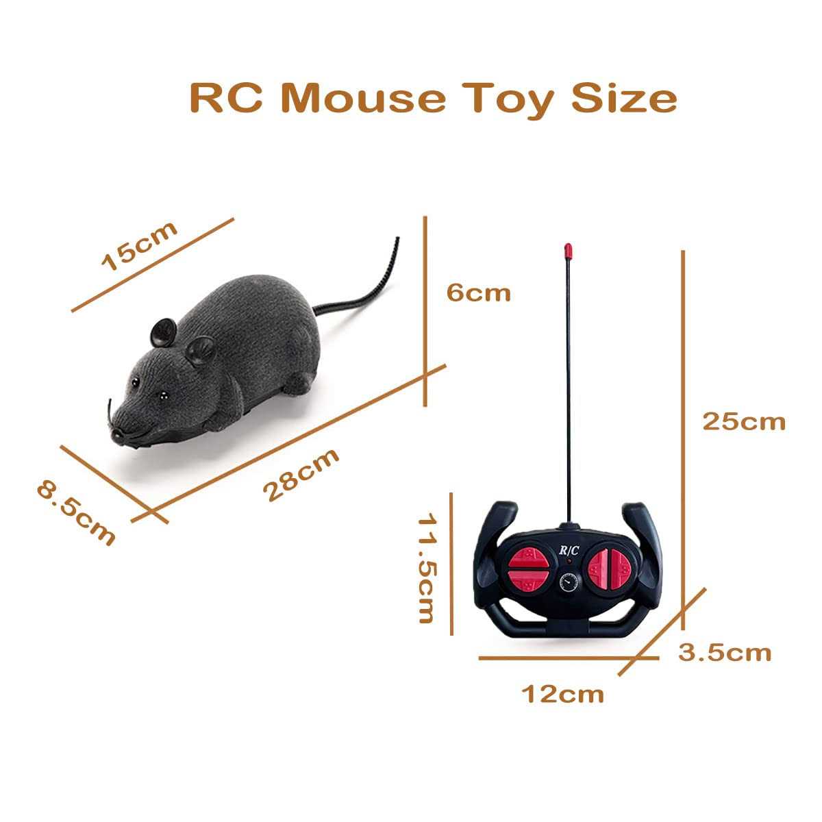 Giveme5 Remote Control Fake Rat Realistic Mouse Cat Toy Mice RC Toy Cat Mice Animal Interactive Toy Figures Cat Running Wheel Wireless Chasing Prank - Nail Gallerys