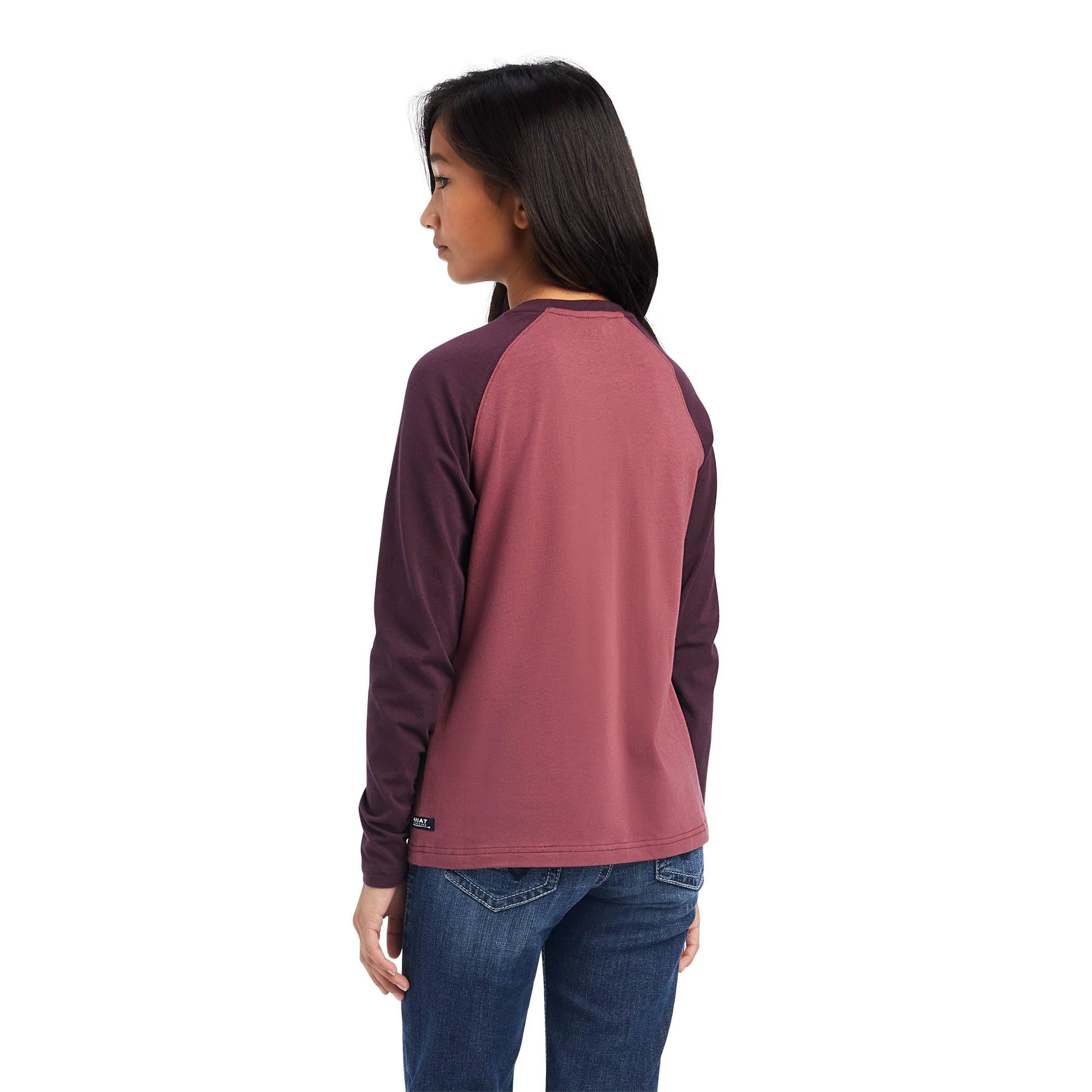 Ariat Girls Varsity Longsleeve T-Shirt, Mulberry/Rose - Nail Gallerys