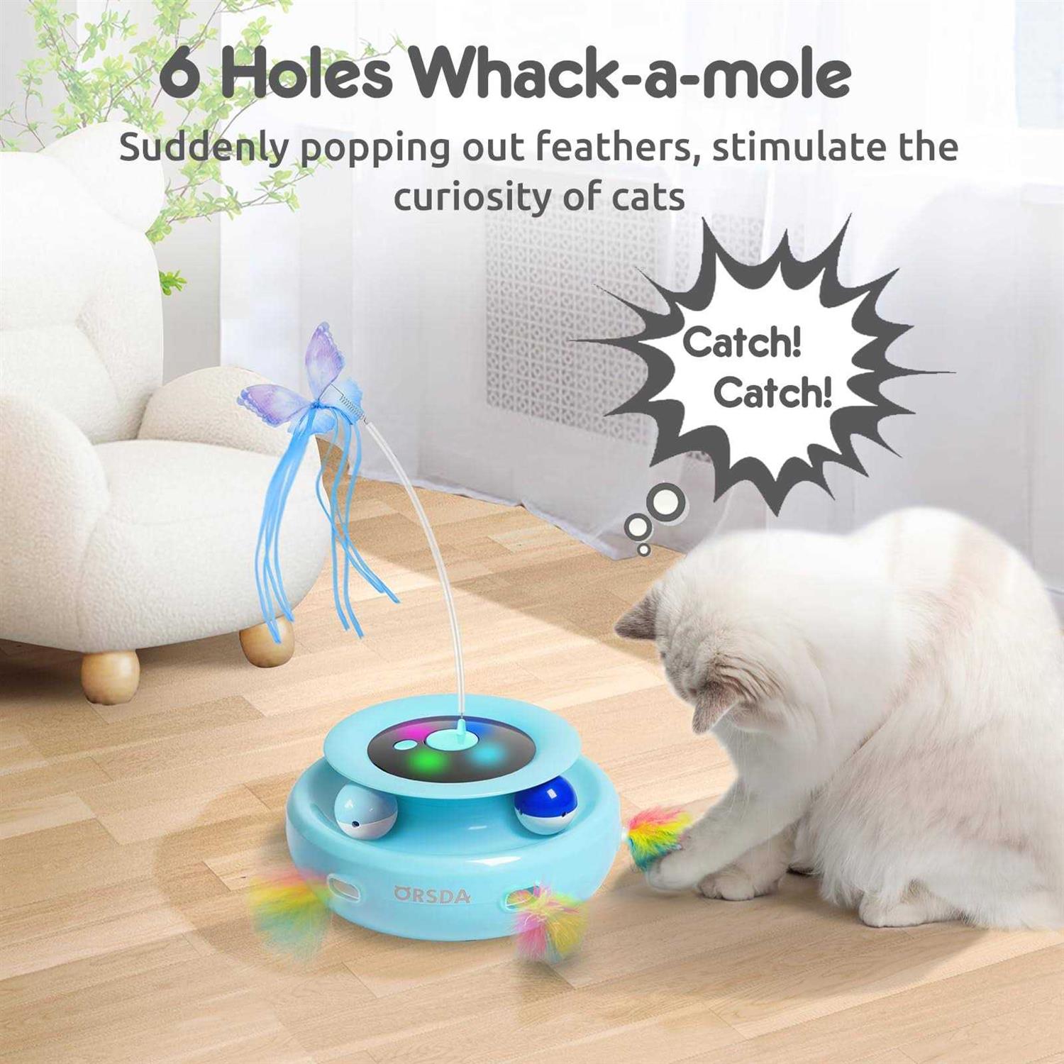 ORSDA 3-in-1 Cat Toys Rechargeable Interactive Cat Toys for Indoor Cats Automatic Kitten Toy - Nail Gallerys