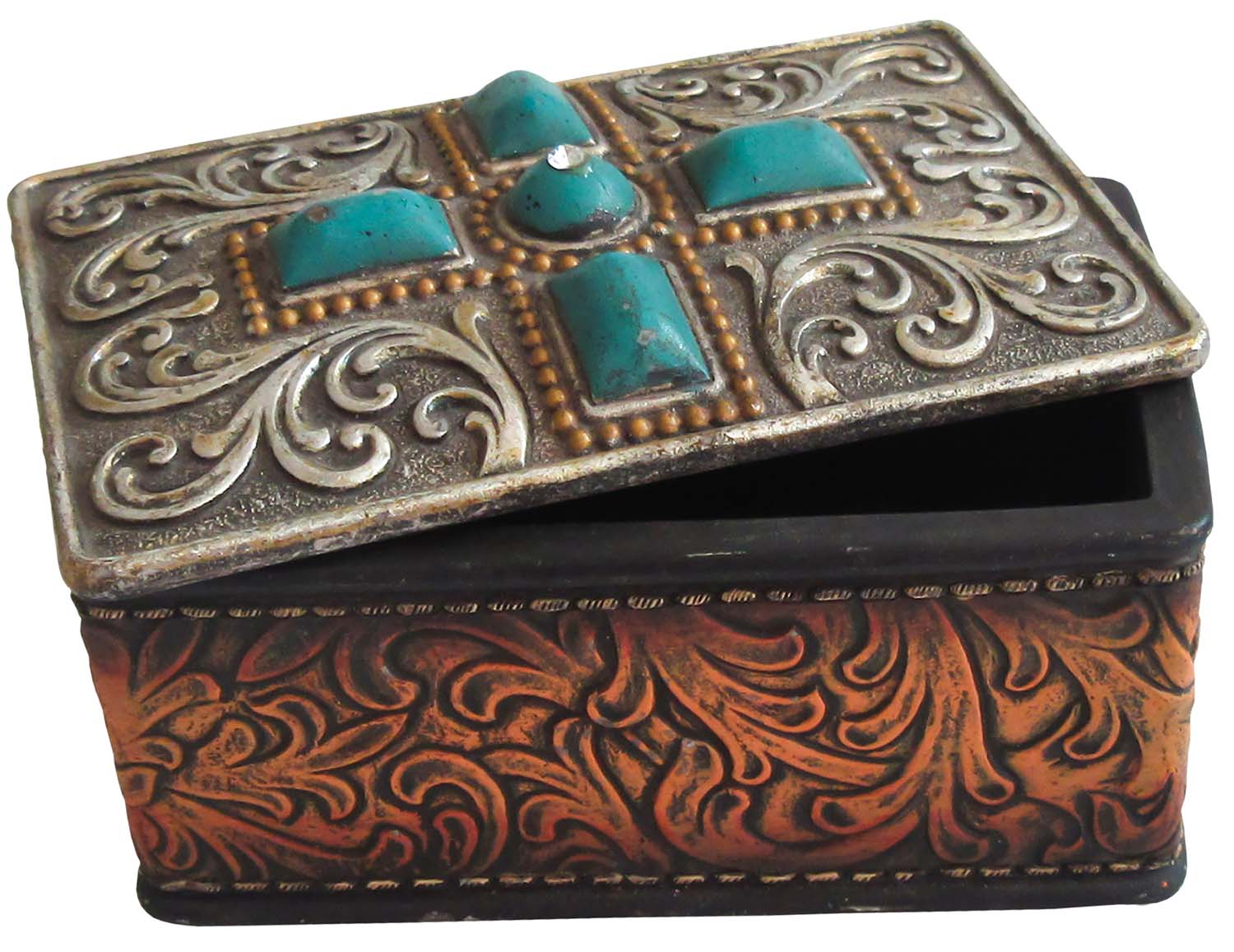 Turquoise Stones Jewelry & Trinket Box - Nail Gallerys
