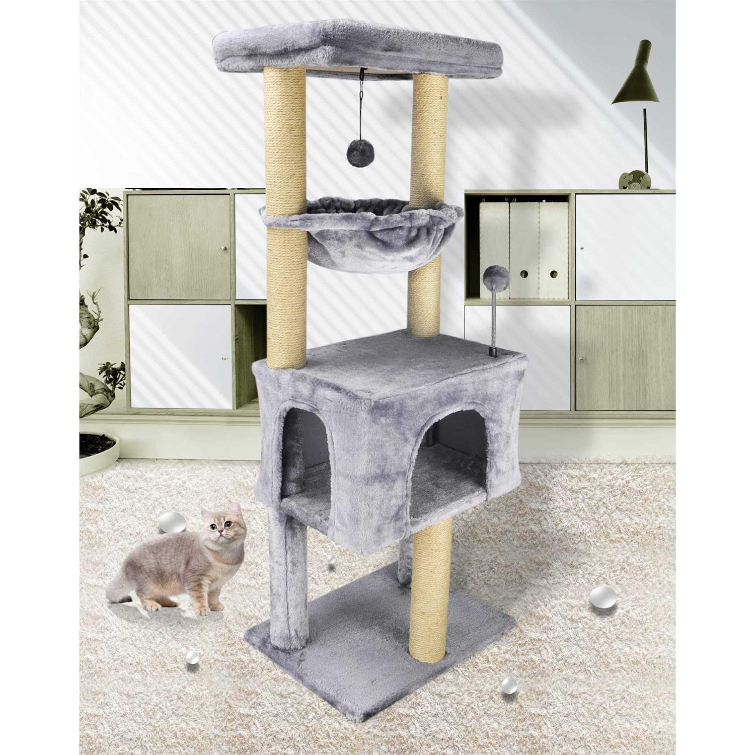 roypet Fashion Design 43.3 Cat Trees with Cat Houses,Grey - Nail Gallerys