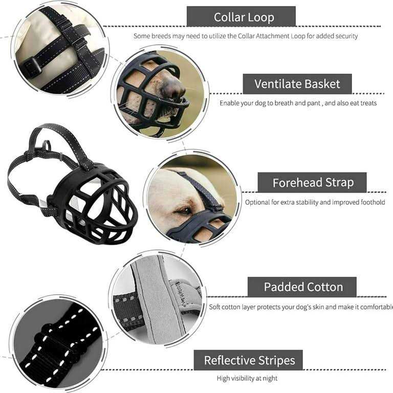 Dog Muzzle, Soft Mesh Muzzle Silicone Mouth for Small Medium Large Dogs, Breathable Adjustable Muzzles for Biting, Chewing, Scavenging and Poisoned - Nail Gallerys