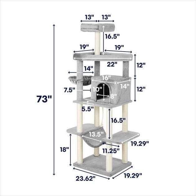 Frisco 73-in Cat Tree with Hammock Condo Lounge Basket Top Perch and Bed - Nail Gallerys