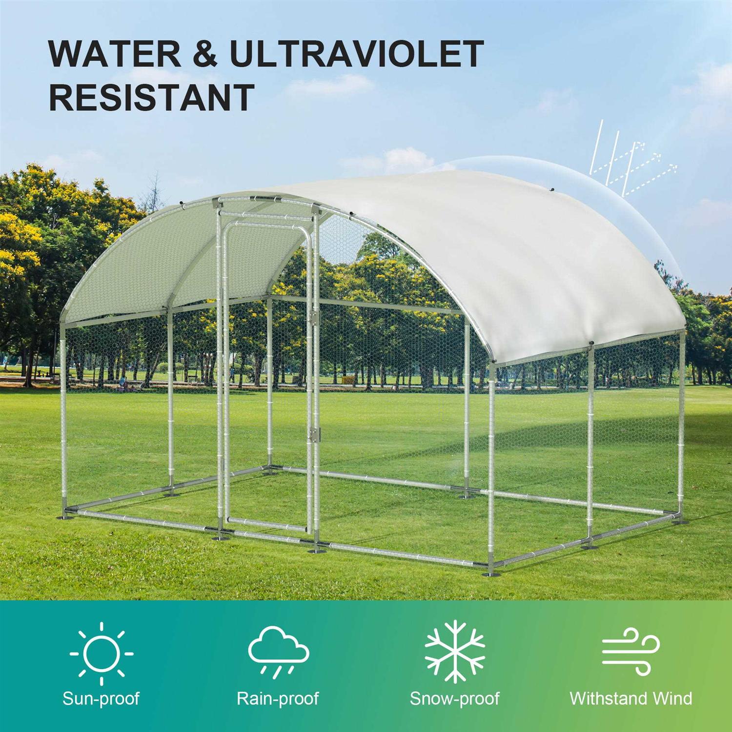 ECOLINEAR Large Metal Chicken Coops for 20 Chickens Runs for Yard with Waterproof Cover Walk-in Chicken Pen 10’Lx6.6’Wx6.6’H Outdoor Backyard Farm Use - Nail Gallerys