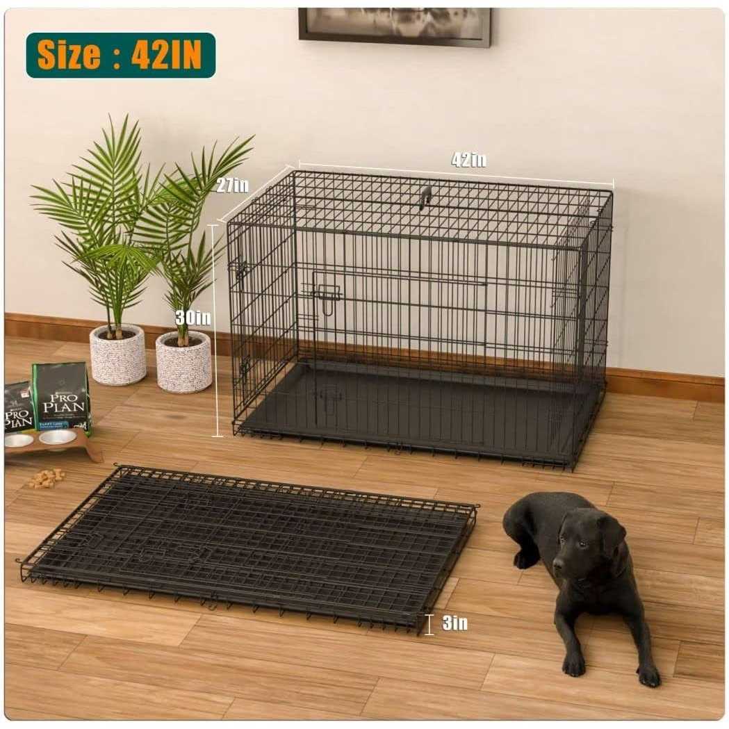 Dog Crate for Large Dogs,42 Inch Dog Kennel Outdoor with Double-Door,Folding Mental Pet Dog Cages with Divider Panel , Tray and Handle - Nail Gallerys