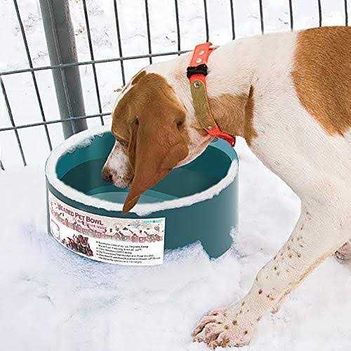 PETLESO Dog Heated Water Bowl Pet Water Heating Bowl for Cats Dogs Chicken Birds Outdoor Winter Dog Bowl - Nail Gallerys