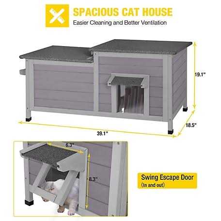 aivituvin Feral Cat Shelter 2-Room Outdoor Cat House for Rescued Cats AIR93 - Nail Gallerys