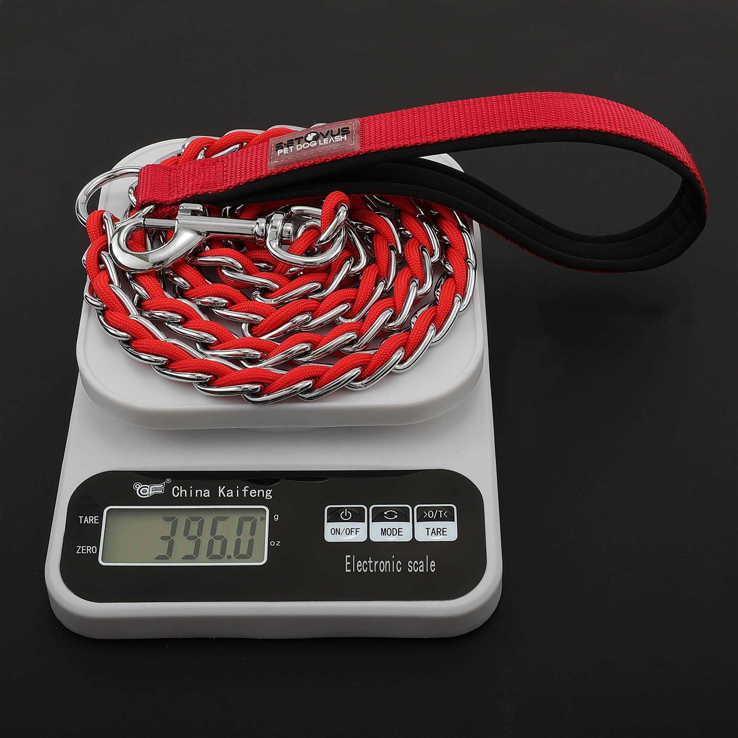 S-ETOVUS Chew Proof Metal Leash Chain Dog Leash for Medium Large Dogs Chain Link Dog Leash Anti Chew Strong Anti Bite Dog Leash Comfortable Soft Padded - Nail Gallerys