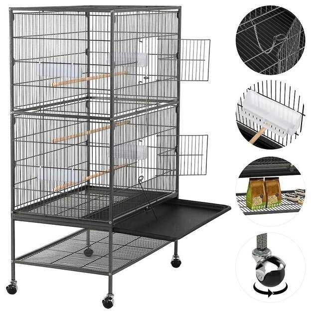 Yaheetech Large Bird Rolling Cage & Storage Shelf - Nail Gallerys
