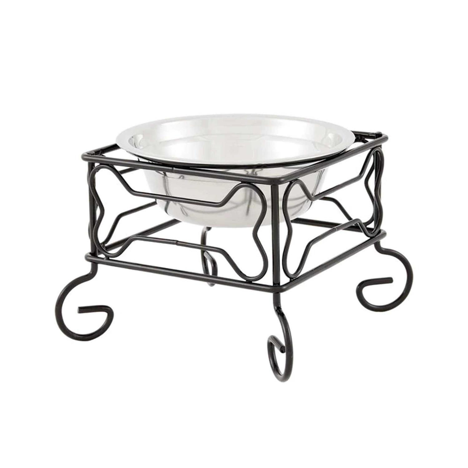 YML Wrought Iron Stand with Single Stainless Steel Feeder Bowl - Nail Gallerys