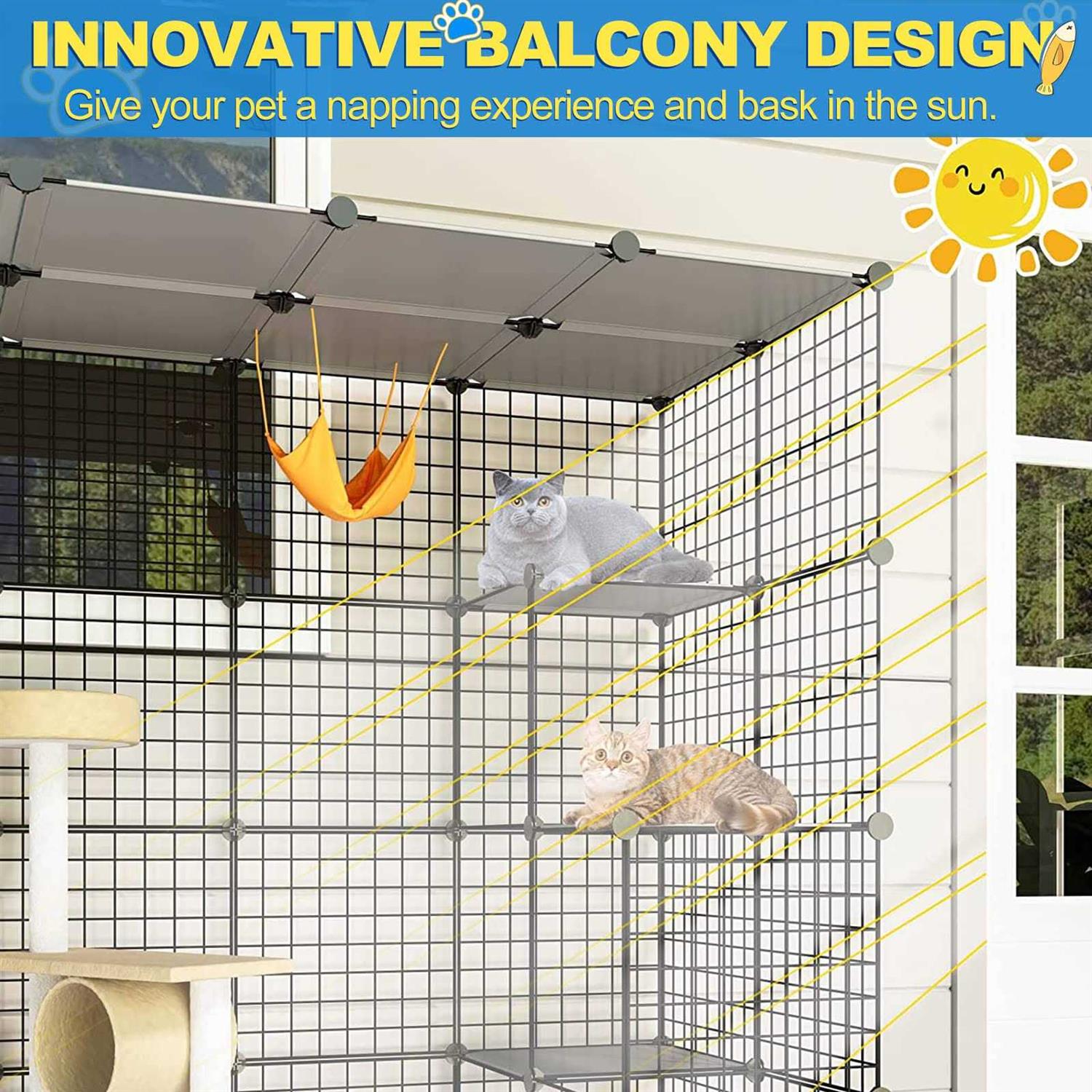 eiiel diy large cat enclosure outdoor cat cage cat house with 6 jumping platforms for play catio with large entrance easy to - Nail Gallerys