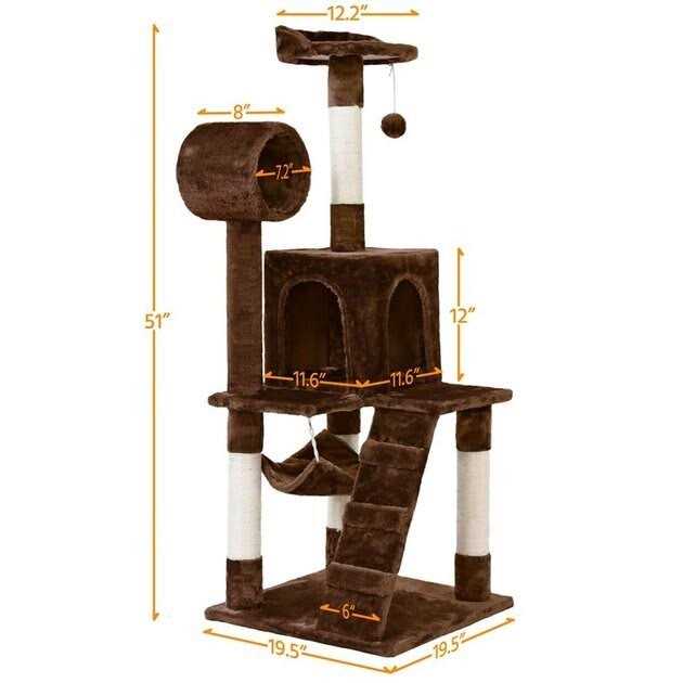 Yaheetech 51-in Plush Multi-Cat Kitten Tree & Condo - Nail Gallerys