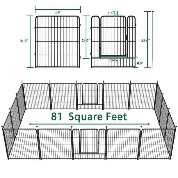 FXW Rollick Dog Playpen Outdoor,16 Panels 32 Height Dog Fence Exercise Pen with Doors for Large/Medium/Small Dogs - Nail Gallerys