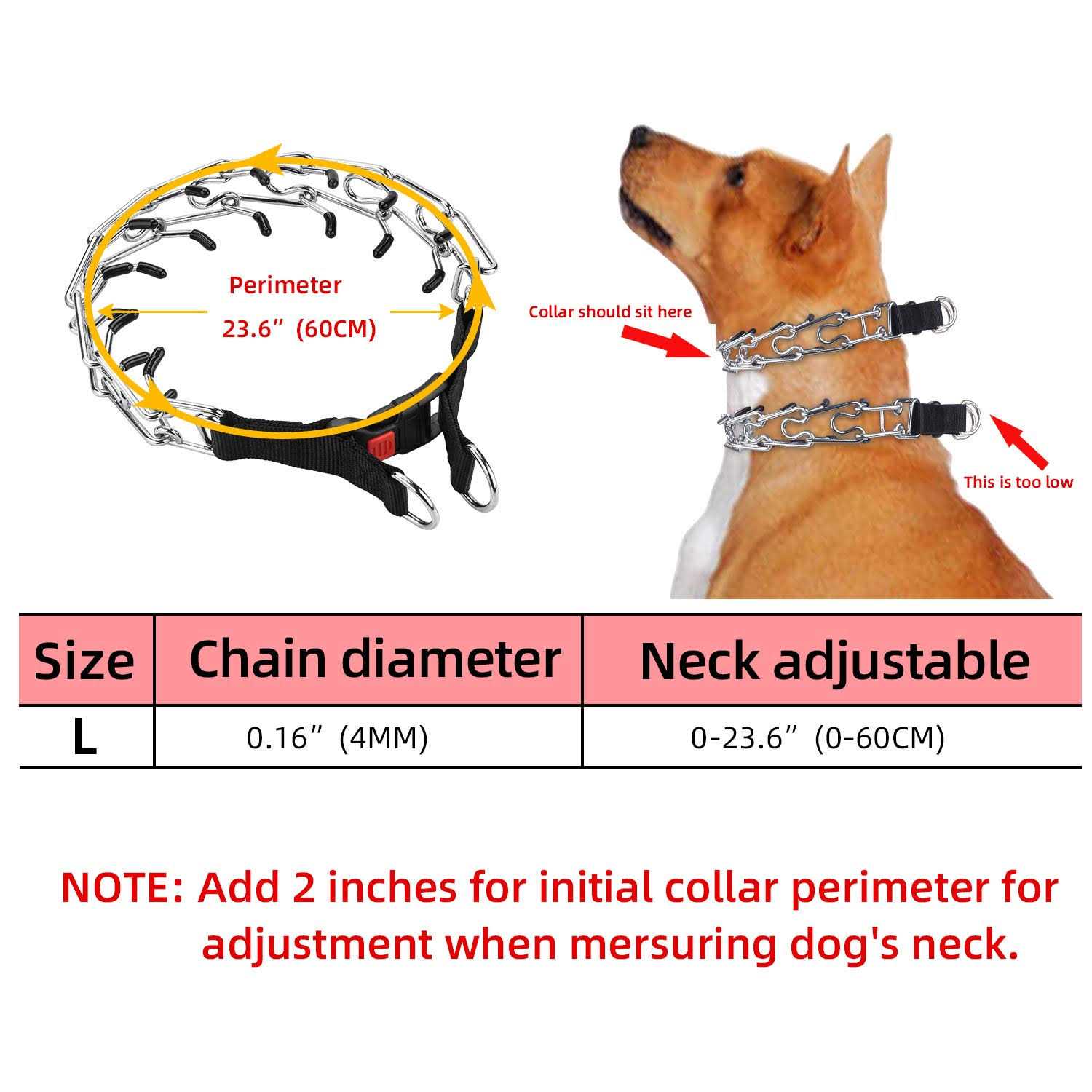 Aheasoun Dog Training Collar,No Pull Dog Collar,Prong Collar for Dogs,High Strength Quick Release Buckle,Comfort Rubber Tips,for Large Dogs - Nail Gallerys