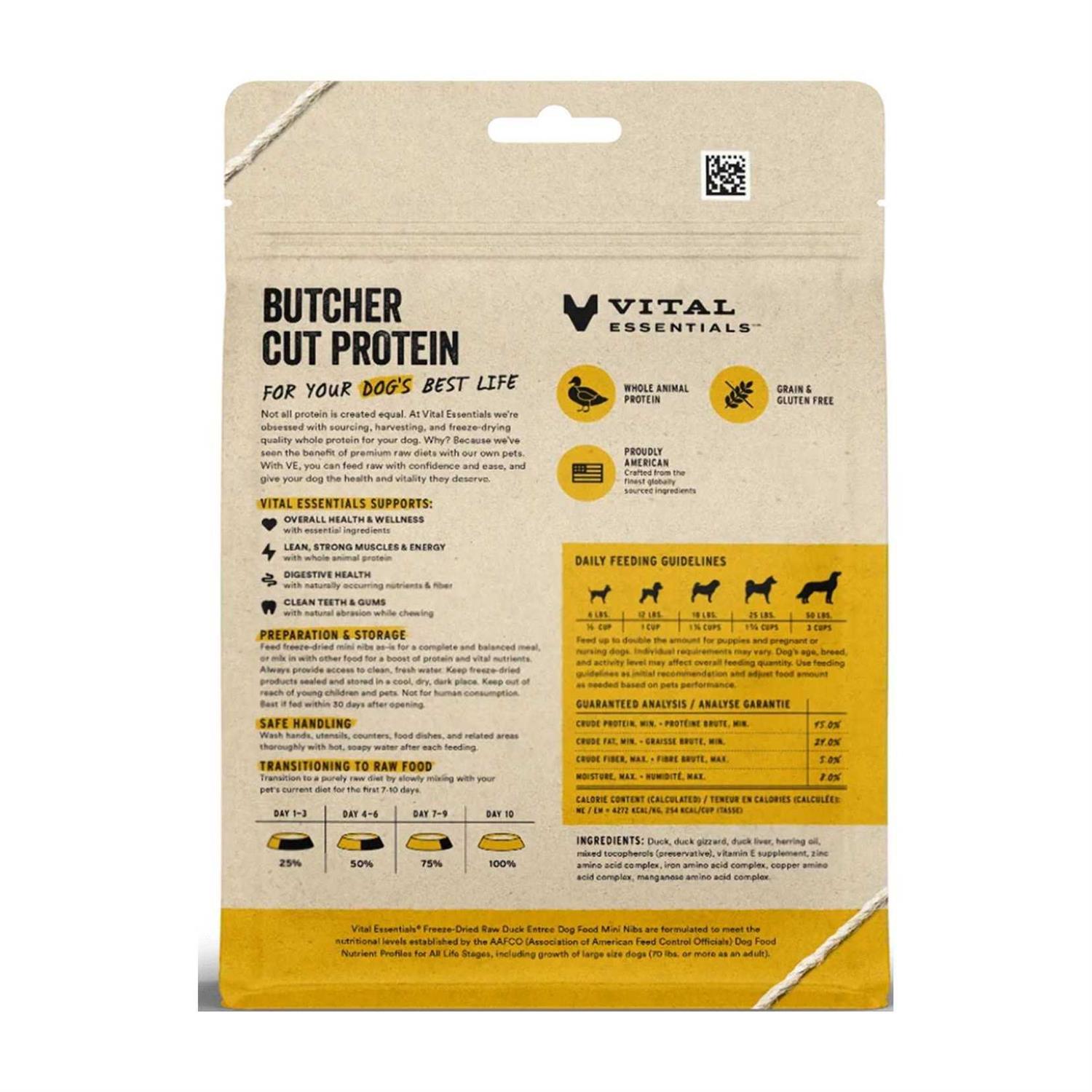 Vital Essentials Duck Entree Mini Nibs Freeze-Dried Raw Dog Food - Nail Gallerys